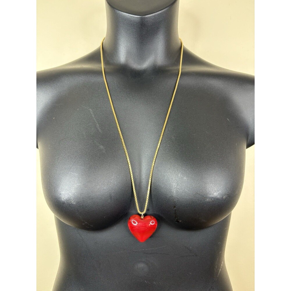 Vtg Harcourt HCT Italy 925 Sterling Silver Gold Vermeil Box Chain Heart Necklace